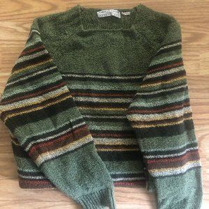 Vintage Oversized Knit Green Striped Sweater